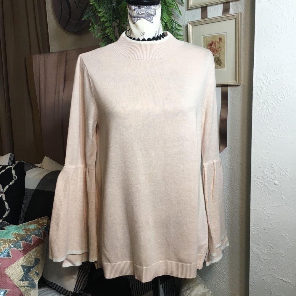 Style & Co beautiful light pink cream trim sweater